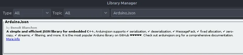 Library Arduino JSON