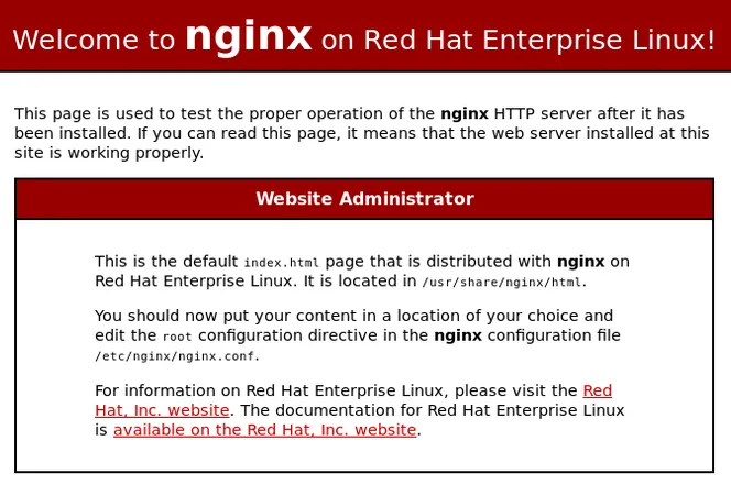 NGINX Welcome Page CentOS 8